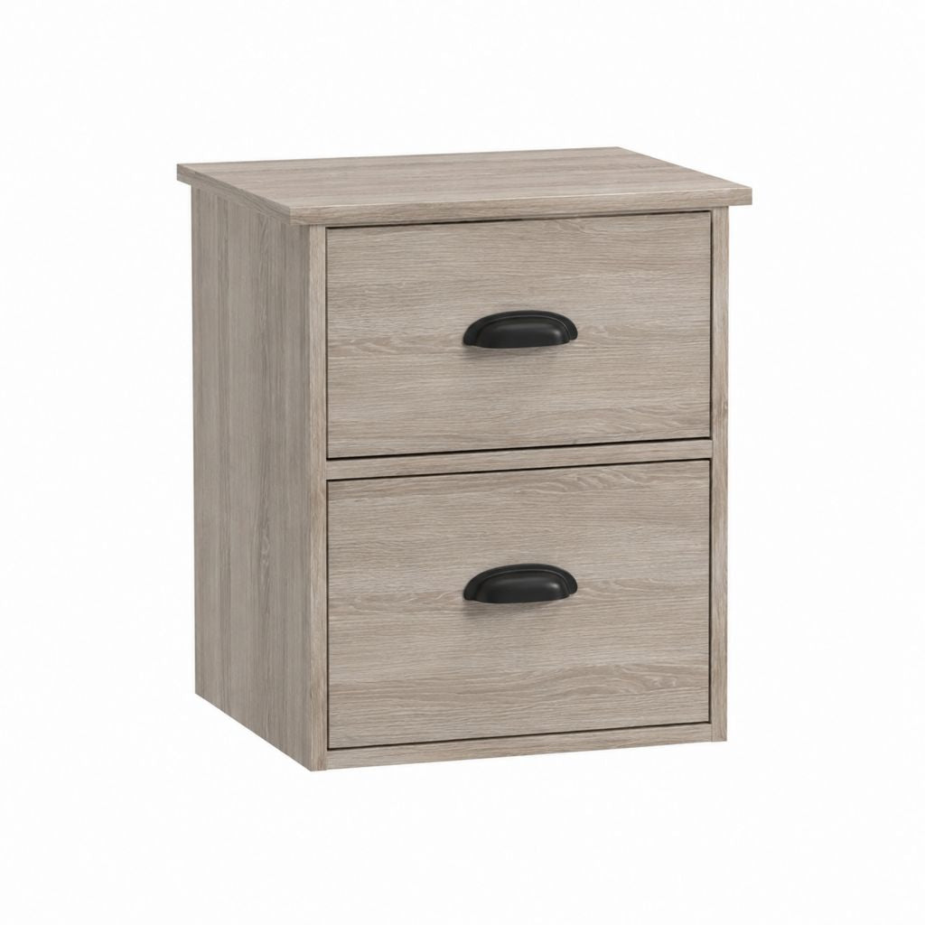 Nachttisch mit 2 Schubladen Greige Spanplatte rechteckig 60 x 40 x 65 cm