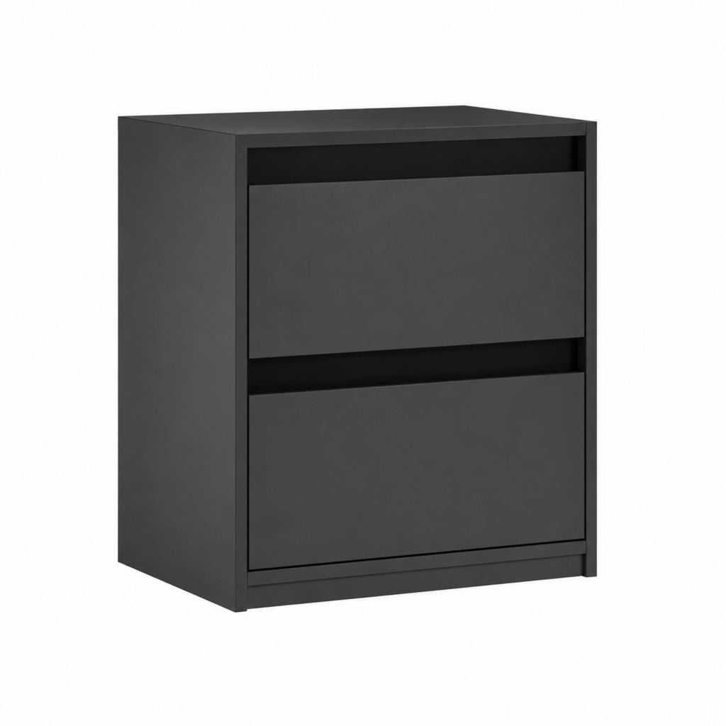 Nachttisch Schwarz aus MDF mit Melaminbeschichtung rechteckig mit 2 Schubladen 45 x 40 x 60 cm
