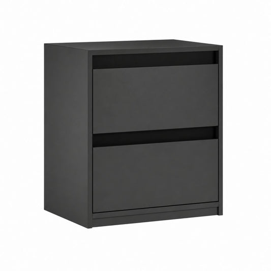 Nachttisch Schwarz aus MDF mit Melaminbeschichtung rechteckig mit 2 Schubladen 45 x 40 x 60 cm