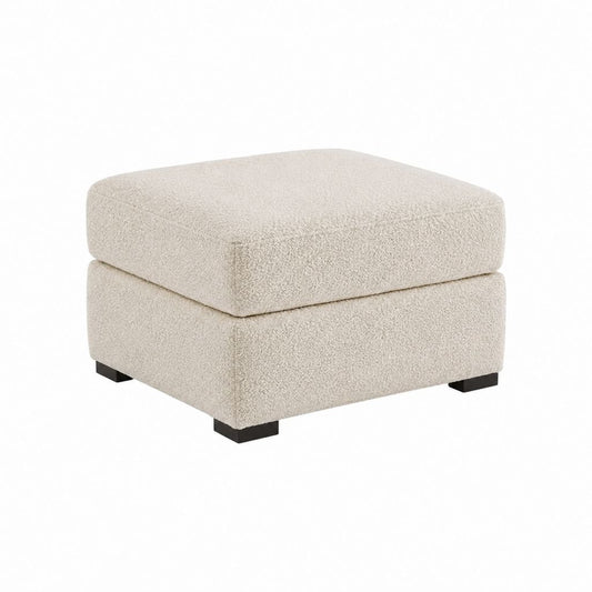 Fußhocker Cremeweiß aus Polyester-Bouclé quadratisch 80 x 80 x 45 cm