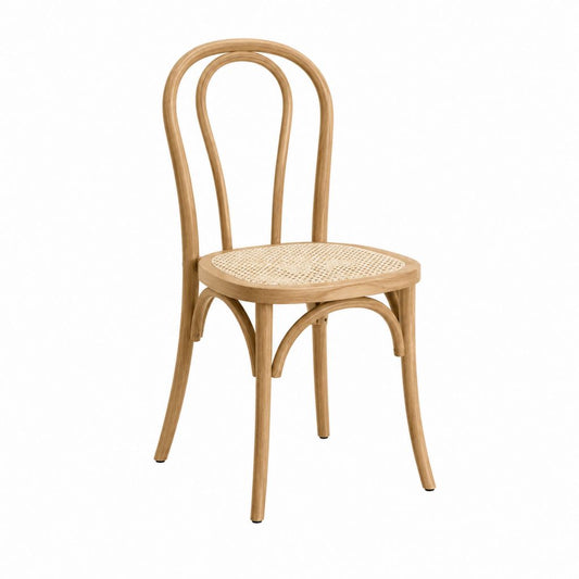 Esszimmerstuhl aus Massivholz mit Rattansitz rund 46 x 54 x 89 cm Natur