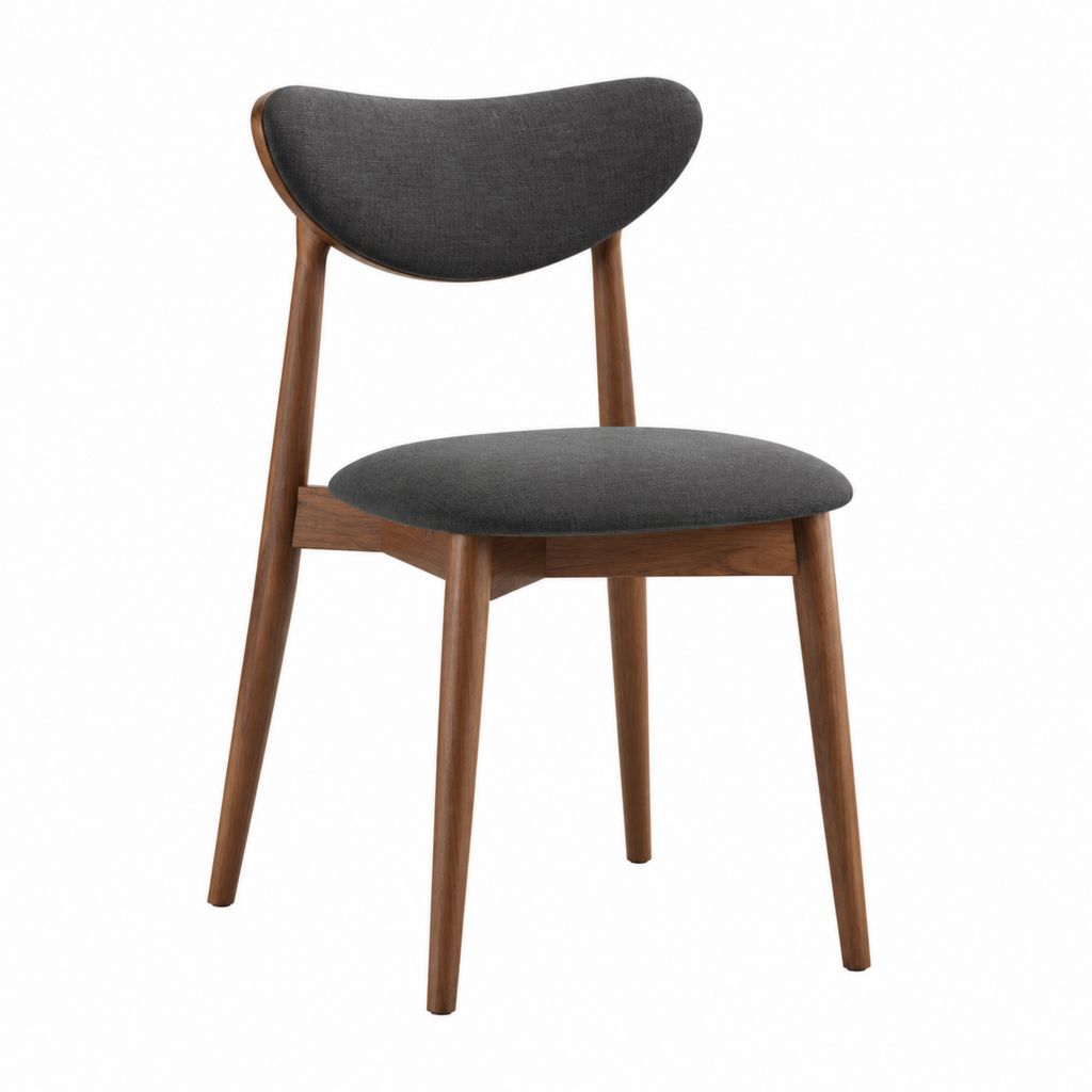 Esszimmerstuhl Dunkelgrau Walnuss Massivholz mit gepolstertem Sitz 48 x 54 x 78 cm
