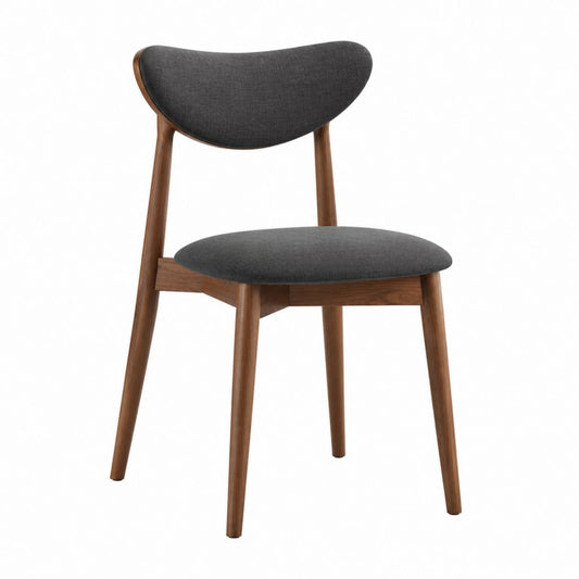 Esszimmerstuhl Dunkelgrau Walnuss Massivholz mit gepolstertem Sitz 48 x 54 x 78 cm