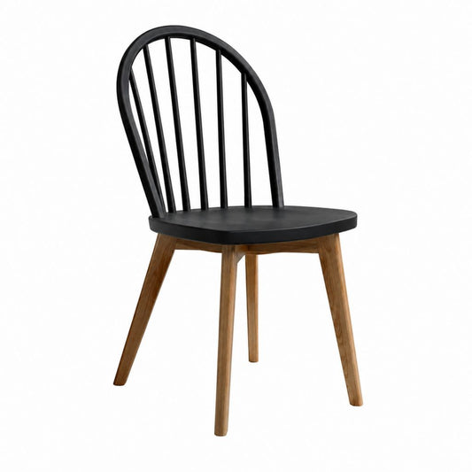 Esszimmerstuhl Schwarz Braun aus Massivholz mit Rundrücken 48 x 52 x 88 cm
