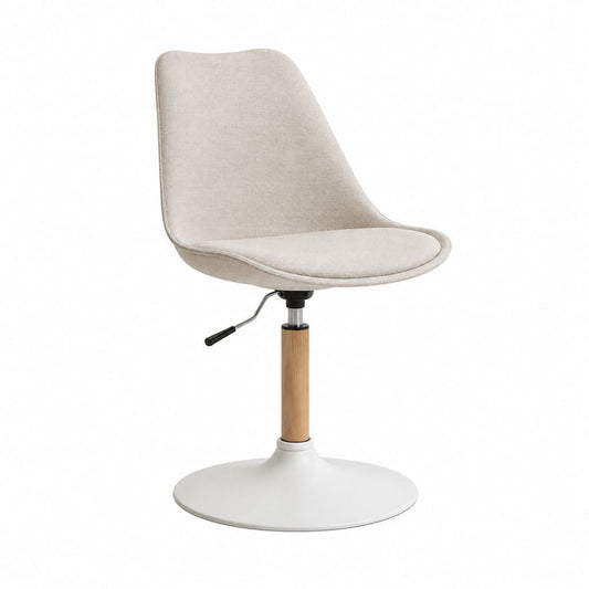 Drehbarer Esszimmerstuhl Beige mit Polyesterbezug und Stahlfuß höhenverstellbar 44 x 50 x 82 cm