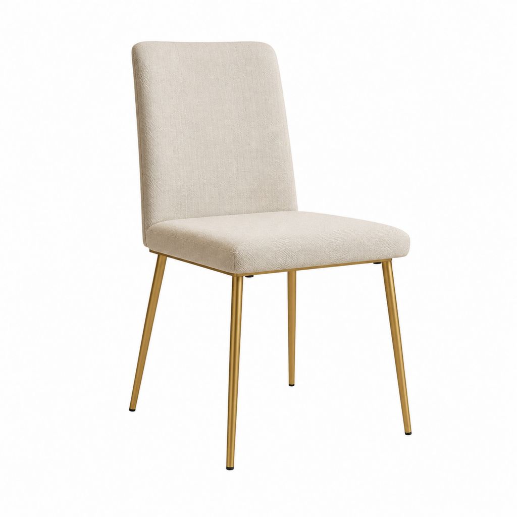 Esszimmerstuhl Beige mit Polyesterbezug und Stahlgestell Gold 45 x 56 x 88 cm