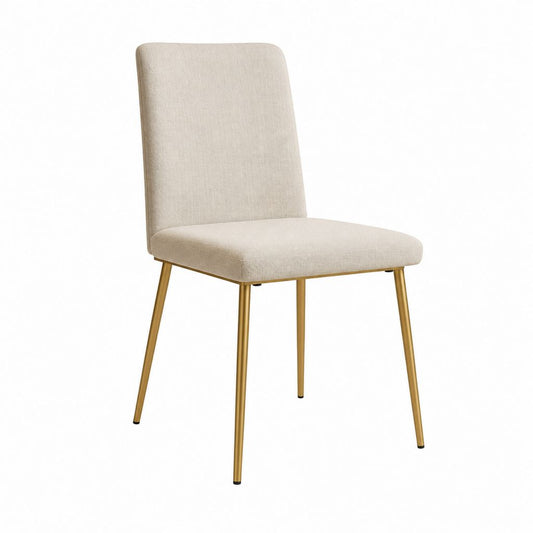 Esszimmerstuhl Beige mit Polyesterbezug und Stahlgestell Gold 45 x 56 x 88 cm
