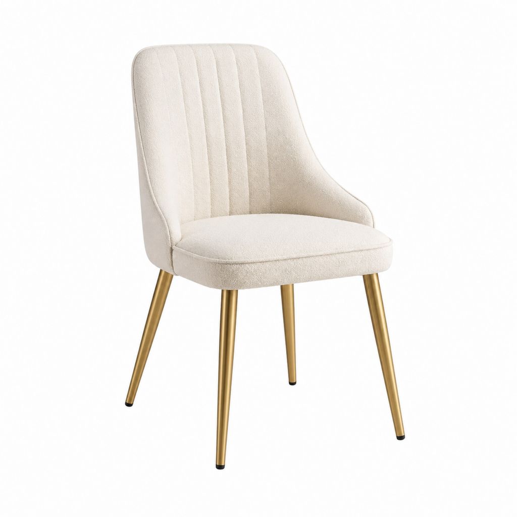 Esszimmerstuhl Creme mit Polyester-Samtbezug und goldfarbenen Stahlbeinen 52 x 61 x 84 cm