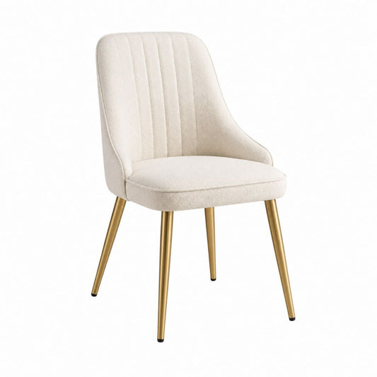 Esszimmerstuhl Creme mit Polyester-Samtbezug und goldfarbenen Stahlbeinen 52 x 61 x 84 cm