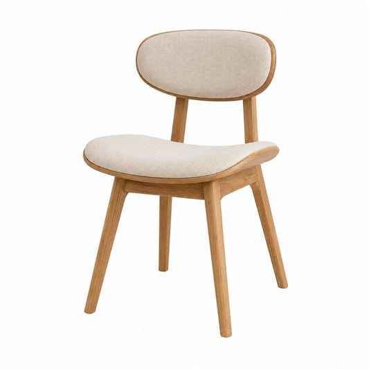 Esszimmerstuhl Beige mit Eichenholz und Polyesterbezug 53 x 55 x 80 cm