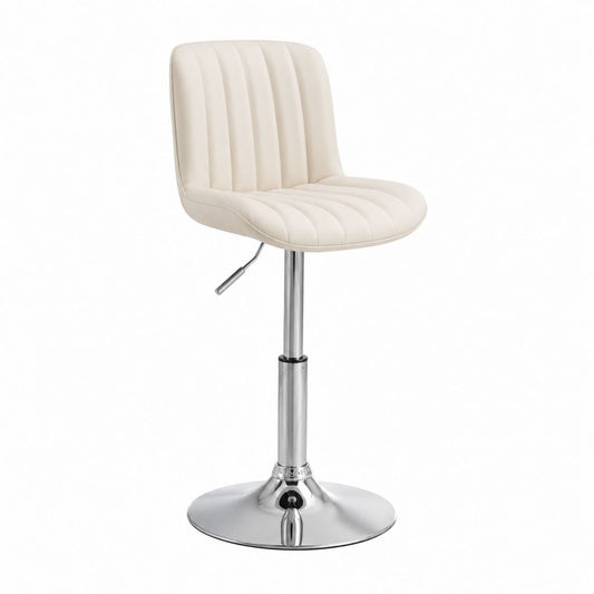 Höhenverstellbarer Esszimmerstuhl Creme mit PU-Bezug und Stahlfuß 43 x 48 x 88-109 cm