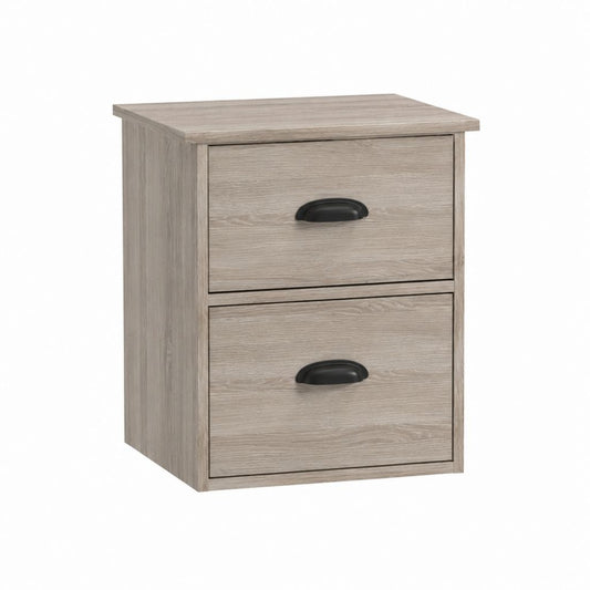 Nachttisch mit 2 Schubladen Greige Spanplatte rechteckig 60 x 40 x 65 cm